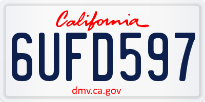 CA license plate 6UFD597