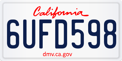 CA license plate 6UFD598