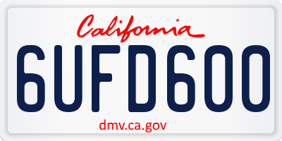 CA license plate 6UFD600