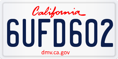 CA license plate 6UFD602