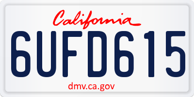 CA license plate 6UFD615