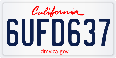 CA license plate 6UFD637