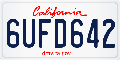 CA license plate 6UFD642