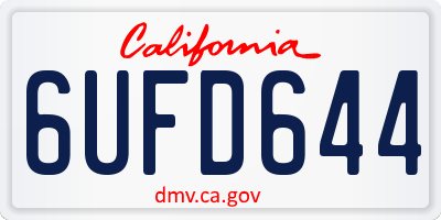 CA license plate 6UFD644