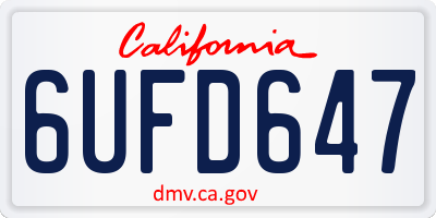 CA license plate 6UFD647