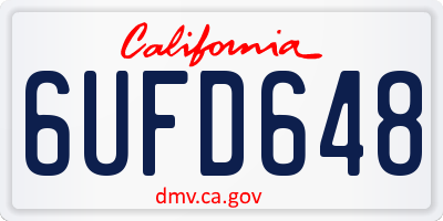 CA license plate 6UFD648