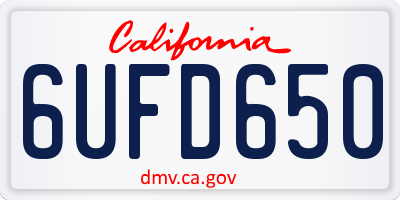 CA license plate 6UFD650