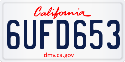 CA license plate 6UFD653