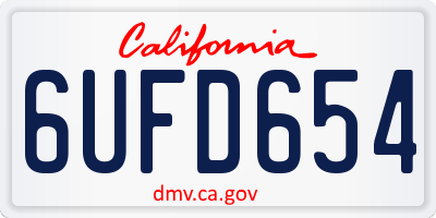 CA license plate 6UFD654