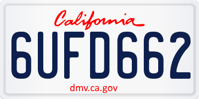 CA license plate 6UFD662