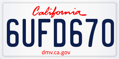 CA license plate 6UFD670