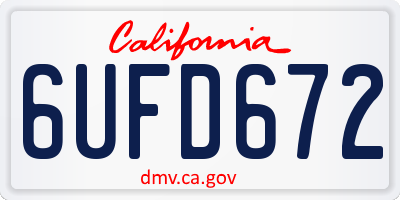 CA license plate 6UFD672