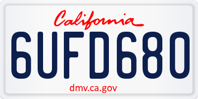 CA license plate 6UFD680