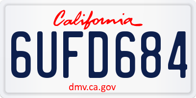 CA license plate 6UFD684