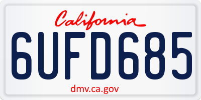 CA license plate 6UFD685