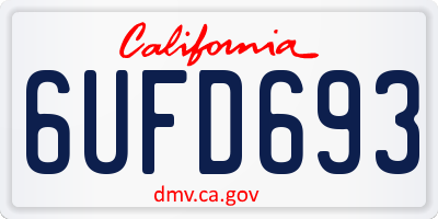 CA license plate 6UFD693