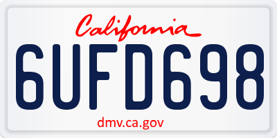 CA license plate 6UFD698