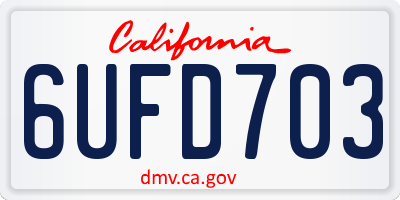 CA license plate 6UFD703