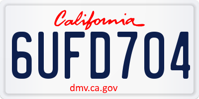 CA license plate 6UFD704