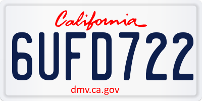 CA license plate 6UFD722