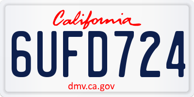 CA license plate 6UFD724