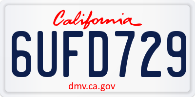 CA license plate 6UFD729