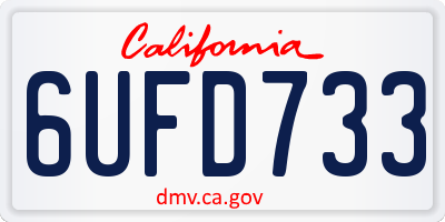 CA license plate 6UFD733
