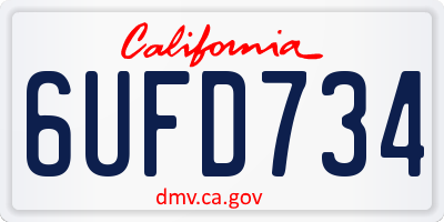 CA license plate 6UFD734
