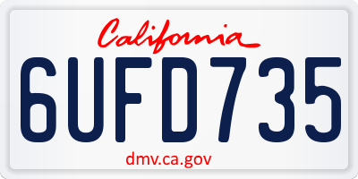 CA license plate 6UFD735