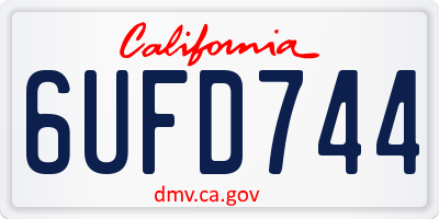CA license plate 6UFD744