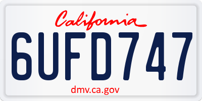 CA license plate 6UFD747