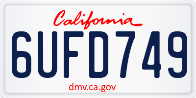 CA license plate 6UFD749