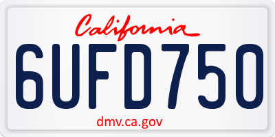 CA license plate 6UFD750