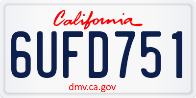 CA license plate 6UFD751