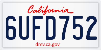 CA license plate 6UFD752