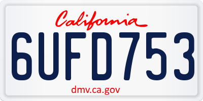 CA license plate 6UFD753