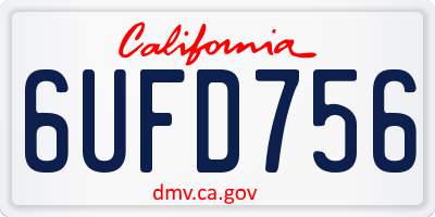 CA license plate 6UFD756