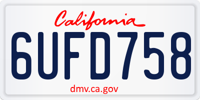 CA license plate 6UFD758