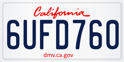 CA license plate 6UFD760