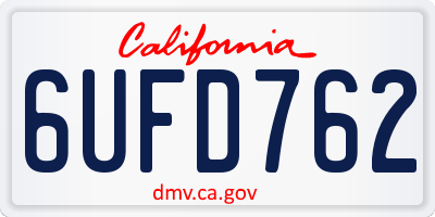 CA license plate 6UFD762