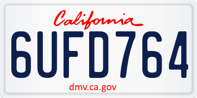 CA license plate 6UFD764