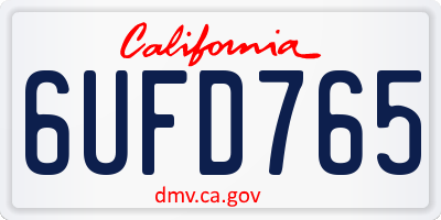 CA license plate 6UFD765