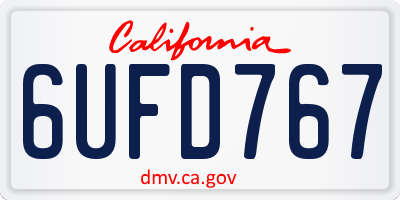 CA license plate 6UFD767