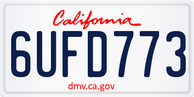 CA license plate 6UFD773