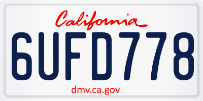 CA license plate 6UFD778