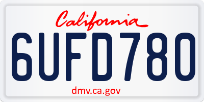 CA license plate 6UFD780