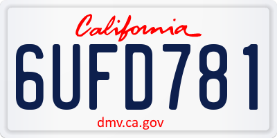CA license plate 6UFD781