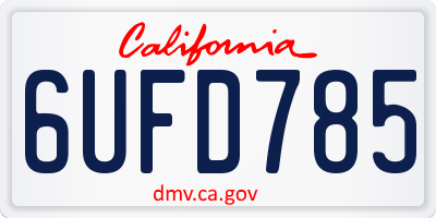 CA license plate 6UFD785