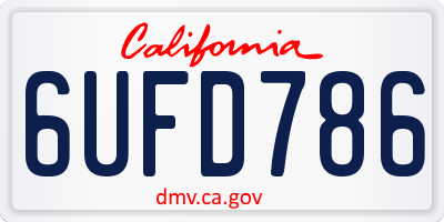 CA license plate 6UFD786