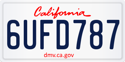 CA license plate 6UFD787